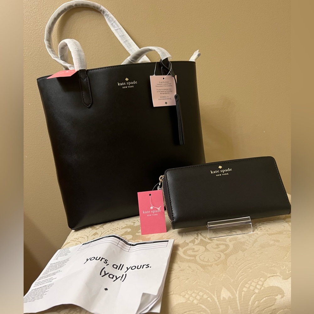 Kate Spade Black Tote and Wallet Set